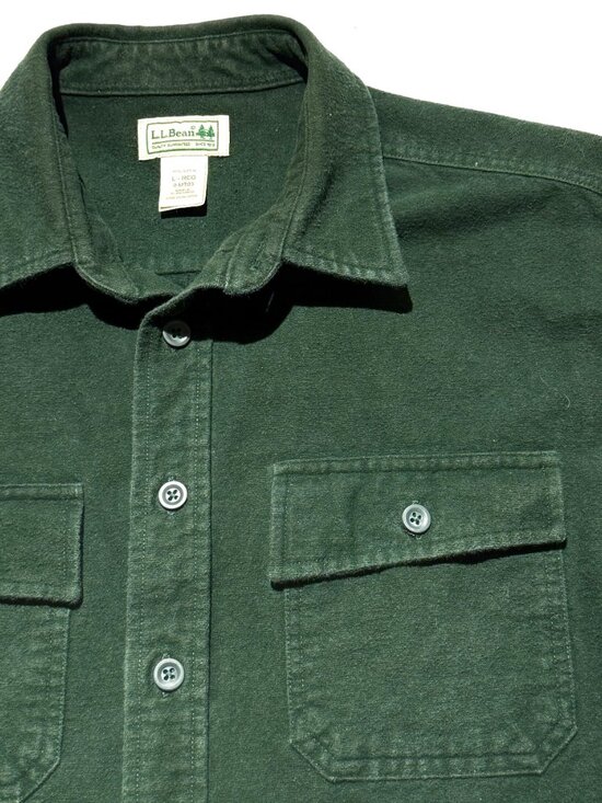L.L. Bean Other - L.L. Bean Mens Heavy Cotton Shirt Large Green Long Sleeve Chamois Cloth